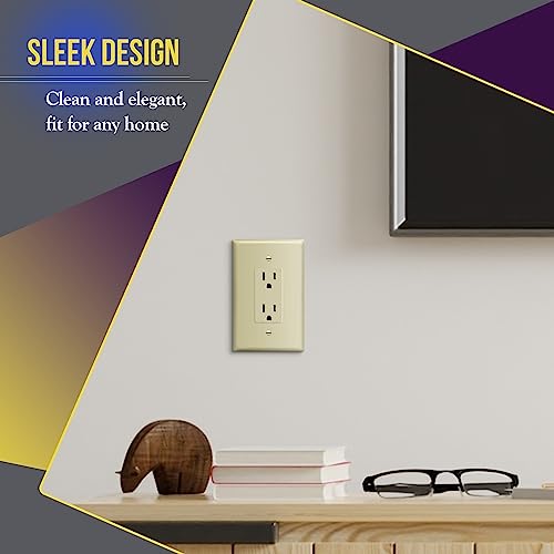 Image of ENERLITES Decorator Light Switch or Receptacle Outlet Wall Plate, Gloss Finish, Over-Size 1-Gang 5.5 inch x 3.5 inch, Unbreakable Polycarbonate Thermoplastic, UL Listed, 8831O-I, Ivory