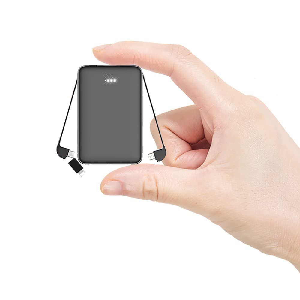 Amazon | モバイルバッテリー 6800mAh ケーブル内蔵 【PSE認証済