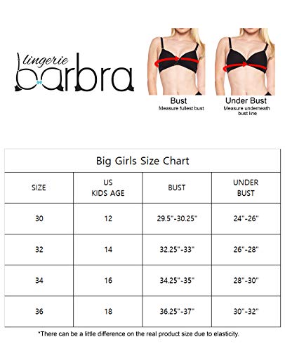 Barbra Lingerie Big Girls Bras for Teen Girl Wireless Molded Padded Juniors Training Bra 5 Pack (32A)