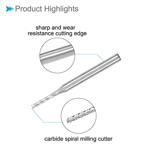 Image of Carbide End Mill Engraving Milling Bits, 1.6mm Bit Dia. 1 /8 inch Shank, CNC Cutting Router Bits Tool - (Applications: for PCB Machine), 10-Pieces