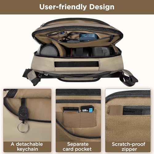 Image of TAAOKA Camera Sling Bag,Waterproof Camera Case with Tripod Holder,Lightweight DSLR /SLR /Mirrorless Camera Bags Crossbody for photographers-Coffee