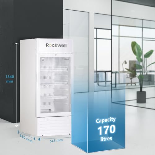 Image of ROCKWELL RVC200A, Visi cooler, Single glass door, 4 Year Warranty, White (Internal LED, Heavy Duty, Dynamic cooling)