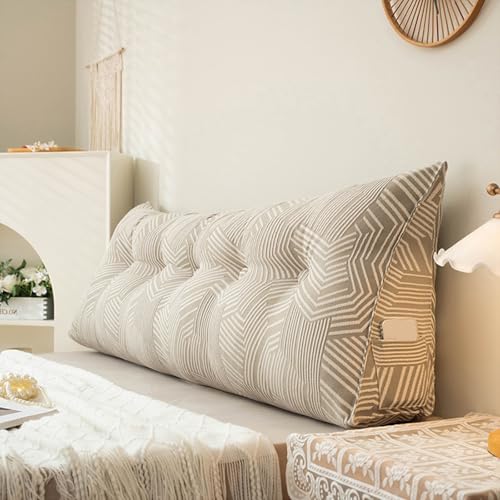 GYCS Genérico Cojín De Lectura Triangular Respaldo De Cama Almohada Grandes Cómodo Cojin Respaldo Sofa Cojines Cojín En Cuña De Color Sólido Almohada Cuña para Cama,Light Gray,120 * 50 * 20cm