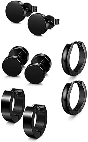 Conjunto de brincos de orelha com haltere redondo de aço inoxidável 4 pares masculino feminino profi