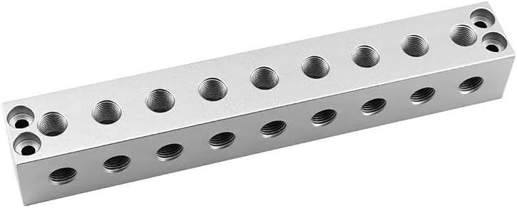 Aluminium Alloy 2-12 Single Way 35x35mm 1/4" Elbow Hole Independent Confluencer Board Mainfold Block Pneumatic Air Fitting(9 Ways 35x35mm G1l4) Pipe Fitting