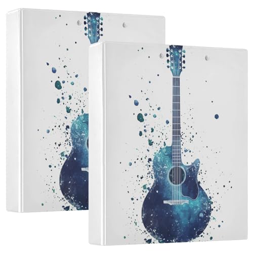 Classeur 3 anneaux aquarelle bleu idéal pour partitions et cours de musique