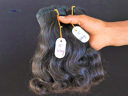 IDM 10” Wavy 2 bundles raw indian bundles human hair indian natural wavy single donor hair