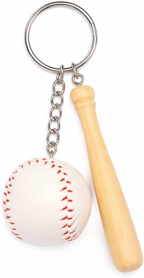 kcrygogo Baseball Keychain Bagpack Pendant Decorations Handmade Leather Baseball Bat Keychain for Boys,Sports Souvenir Favors and Gifts for Friends