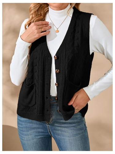 Image of Verdusa Women's Sweater Vest Tops For Women Trendy Sleeveless Button Down Cardigan Outwear