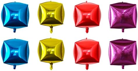 8Pcs Square Balloon 22 Inch Cube Foil Balloon Square Shaped Aluminum Foil Balloon as Party Decor Supplies for Wedding Marriage Birthday,Box Shaped Balloon for DIY Gift Box Decoration,4D Foil Balloon