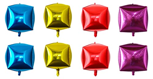 8Pcs Square Balloon 22 Inch Cube Foil Balloon Square Shaped Aluminum Foil Balloon As Party Decor Supplies For Wedding Marriage Birthday,Box Shaped Balloon For Diy Gift Box Decoration,4D Foil Balloon #TOP1