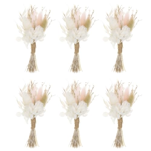 Mini ramo de flores secas, 6 piezas, color rosa miniatura 1
