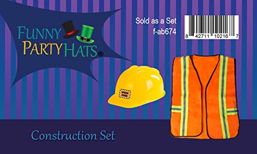 Funny Party Hats Construction Worker Costume For Kids - Construction Costume - Construction Hat And Costume Vest #TOP6
