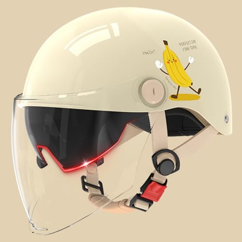 Casque De Moto Jet Homologué ECE 22.06 avec Double Visière pour Homme Et Femme, Casque De Scooter Tendance A,54-63cm