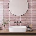 VaryPaper 10 Sheets Pink Peel and Stick Tile Backsplash for Kitchen Wall Stick on Backsplash Waterproof Self Adhesive Wall Tiles Sticky Back Splash Tile Removable Backsplash for Renters 12''x12''