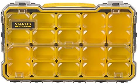 STANLEY FATMAX Pro 2/3 Shallow Stackable Storage Organiser for Small Parts, 6 Removable Compartments, FMST1-75779