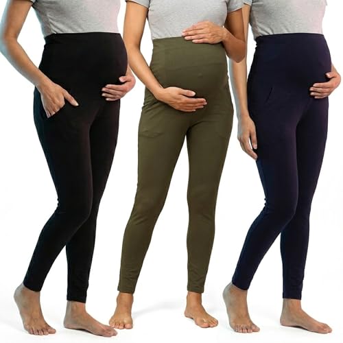 Image of The Mom Store Comfy Maternity Leggings | Comfortable | Soft | Pre and Post Pregnancy | Comfort Stretch Pregnancy Leggings for Women
