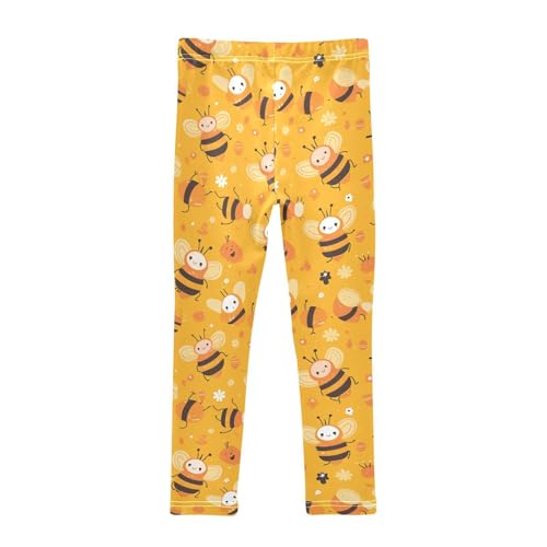 Sweet Honey Pattern Cute Bees Happy Kids Baby Girls Cotton Leggings Comfortable Full Length Athleisure Pants Running2