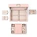 Vlando Jewelry Box, Jewelry Organizer and Storage with Mirror and Tray- Pink