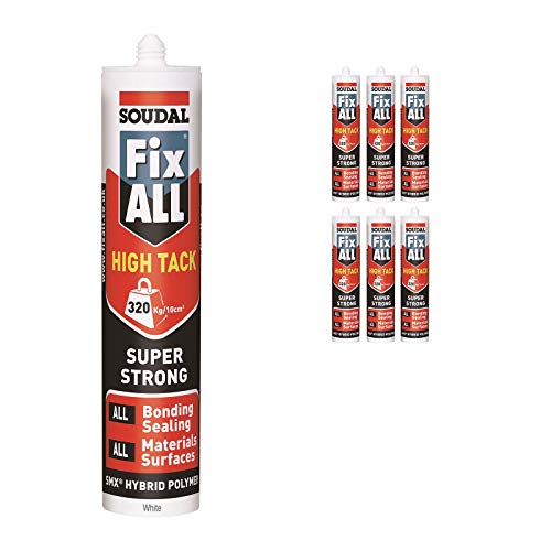 6 x White Soudal Fix All Turbo High Tack SMX Sealant Strong Bond Adhesive Polymer Silicone