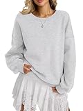 EasyGala Women Fleece Sweatshirts Oversized Crewneck Pullover Trendy Long Sleeve Tops Fashion Fall Outfits Clothes 2026 Grey Medium