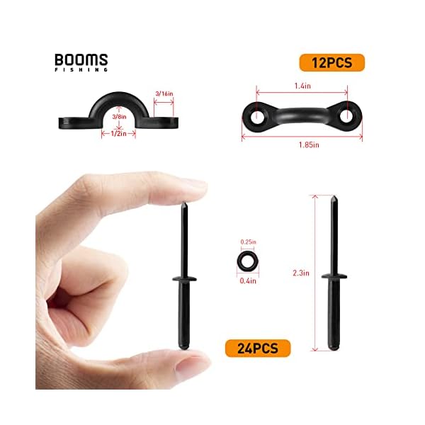 Booms Fishing MA1 Kayak Pad Eye TriGrip Rivet Kit, Black