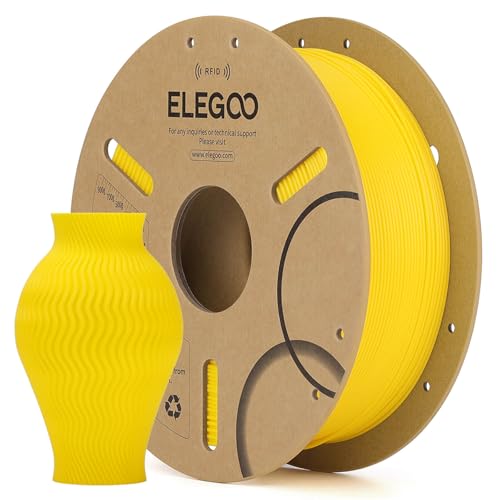 ELEGOO RFID PLA Filament 1.75mm Yellow 1KG, Auto Identification 3D Printer Filament Compatible with Canvas, Dimensional Accuracy +/-0.02mm, 1kg(2.2lbs) Spool for Most 3D Printers
