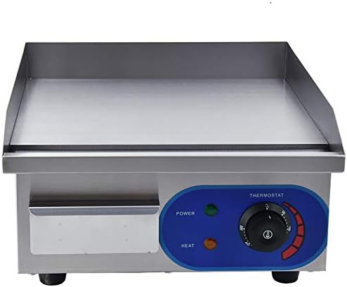 TAIMIKO Electric Griddle Flat Hotplate Commercial Countertop BBQ Grill Stainless Steel Nonstick Barbecue ,8mm Cooking surface thick 220-240V ,1500W