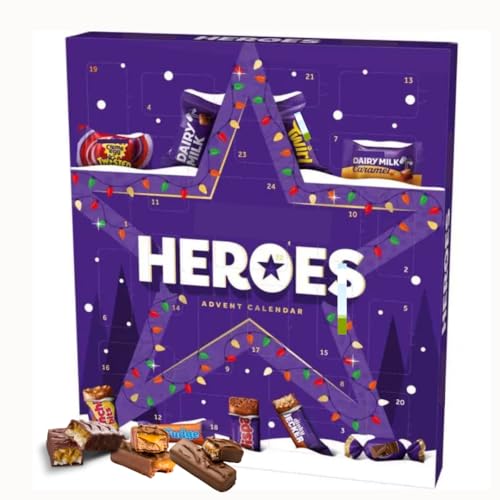 Cadburry advent calendar 2025- Cadbery heroes christmas chocolate advent calendar for kids teens adults - 24 days christmas chocolate advent countdown