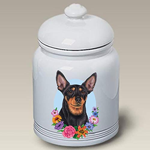 Miniature Pinscher Black/White Cropped - Best of Breed Ceramic Doggie Treat Jar