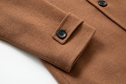 Chouyatou Men's Classic Double Breasted Wool Blend Pea Coat Mid Long Trench Coat (X-Large, Camel) #TOP5