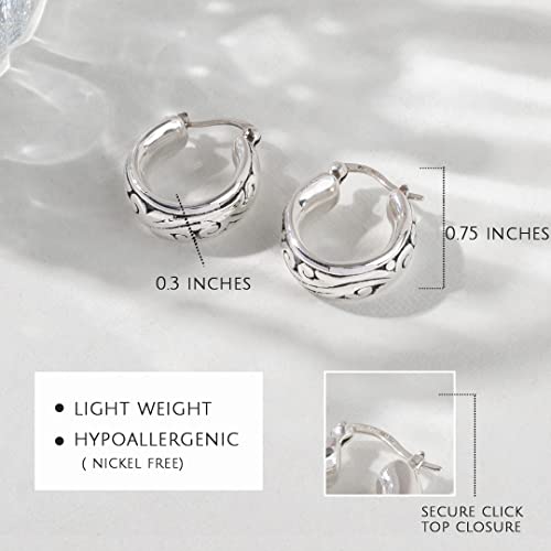 Sterling Silver Lightweight Click Top Hoop Earrings in Various Styles3