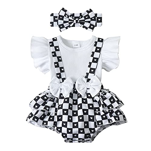 Image of SAPGEJJDJFGE Newborn Baby Girl Clothes Infant Long Sleeve Ruffle Romper Baby Fall Winter Outfits for Girls with Headband