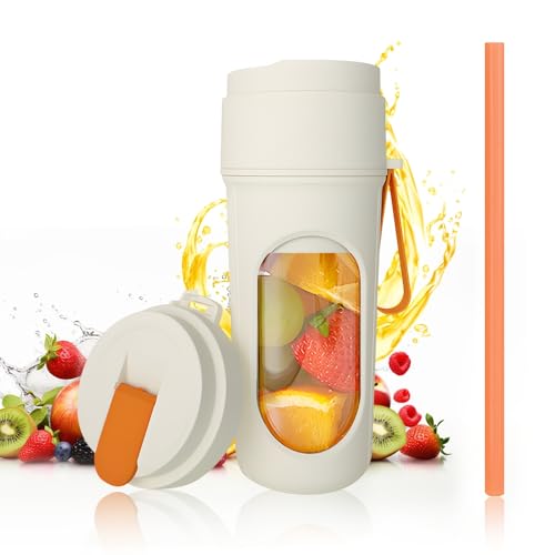 yotutun Batidora de Vaso Portatil, 450 ML Mini Licuadora para Viajar, Batidora Portatil para Smoothies, Recargable USB Mini Licuadora de Jugo Portátil Vaso Batidora para Batidos Zumos Smoothies