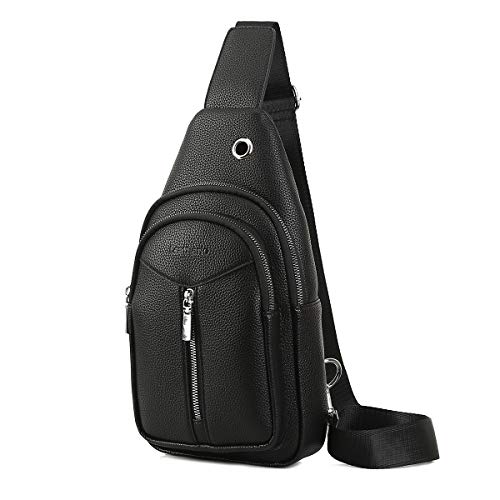 Leathario Bandoleras Hombre Piel Sintética Vintage Bolso Hombro Cuero PU Bolsa Mensajero