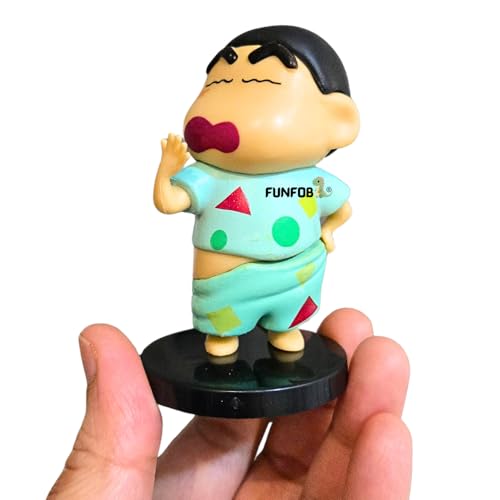 Image of FUNFOB Shinchan Action Figure Height -8cm | Shin chan Figurine Cartoon Figures Toys for Boys & Girls PVC Multicolour | Nightsuit -Yawning