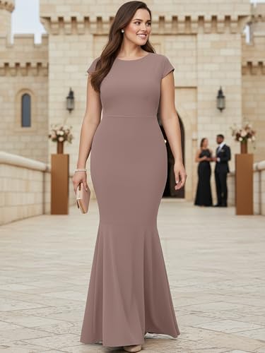 Image of KOH KOH Womens Long Cap Sleeve Fishtail Formal Evening Cocktail Maxi Dress