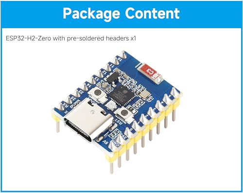 ESP32-H2 Mini Development Board with Pre-soldered Header, Onboard ESP32-H2FH4S with 96MHz Processor, Built-in 4MB Flash, Supports BLE/Zigbee/Thread Wireless Communication, Type-C Connector - Image 8