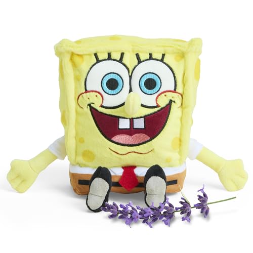 Image of warmies x Spongebob Plush, Microwavable Weighted Plushies, 7.5 in | Weighted SpongeBob SquarePants Stuffed Animal, Real Grain Fill, Microwave 90 Sec, Freeze 2-3 Hrs, Calming French Lavender