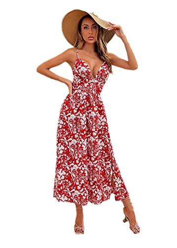 Robe sexy rouge pour soirée estivale et dîner en amoureux en taille S