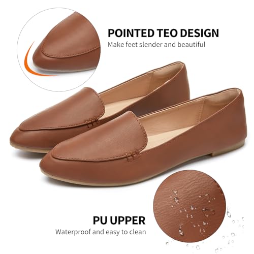 Image of FINIWOR Loafers for Women Flats Shoes Women Pointed Toe Dress Shoes Comfortable Memory Foam Penny Loafers Slip On Shoes
