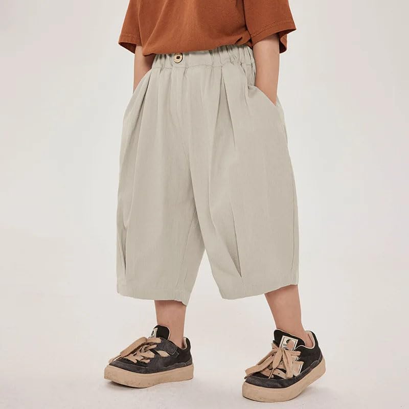 Dninmim Kids Thin Calf-Length Pants Boys Cotton Loose Casual Middle Pant2