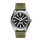 Fossil Men's Defender Solar-Powered Stainless Steel and Nylon Watch, Color: Silver, Green (Model: FS5977)