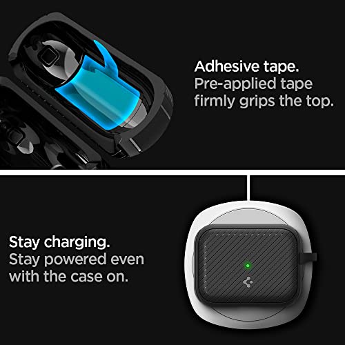 Spigen Mag Armor (Magfit) Designed For Airpods Pro Case Magsafe Compatible Case Cover With Keychain (Magnets Embedded) - Matte Black #TOP5