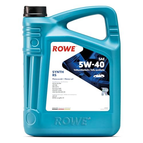 ROWE HIGHTEC Synth RS SAE 5W-40, 5 Liter, Vollsynthetisches Hochleistungs-Motoröl für sportliche Otto- und Dieselmotoren - Art. Nr. 20001
