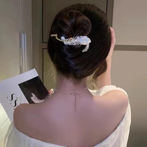 Image of Modern Hair Clutcher For Women | Stylish Hair Claws For Girls | Trendy Alloy Metal Clips | Premium & Fashionable Girls Hairs Accessories | Suitable In Various Occasions (Sweet Feather)