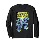 Design energico a tema danza con un divertente dinosauro in una posa in stile Tecktonik che mescola ritmo di movimento e vibrazioni giocose di avvertimento con energia espressiva del carattere