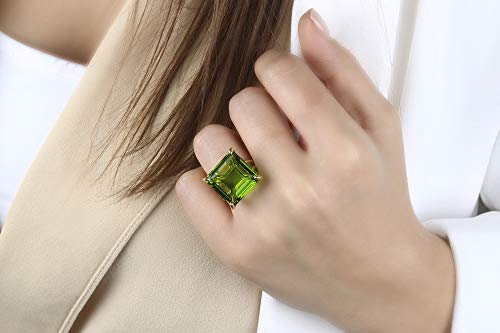 Statement Peridot Ring In 14K Gold - Fashion Green Ring - August Birthstone Rings, Fine Ring For Special Occasion And Everyday Wear - Custom Peridot Jewelry For Women - Choose Your Size And Material #TOP1