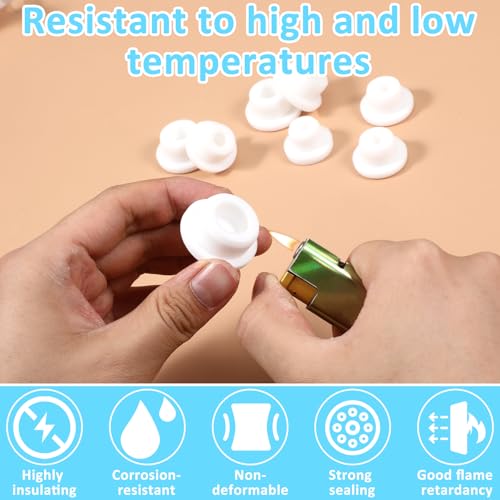 Image of 20 Pcs Bathtub Jet Covers 5 Sizes Reusable Jet Tub Cover Caps Silicone Hole Plug Tube Plugs Pool Jet Cover Waterproof Plug for Bathtub Hole (White)