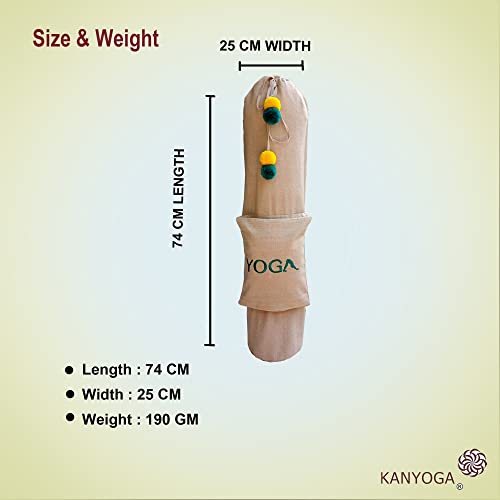 Image of Yoga Mat Cover Bag | Yoga Mat Bag with Yoga Embroidery Carry Bag with Strap (Beige, 74 L x 25 W)